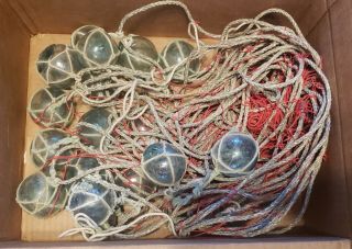 17 Antique Japanese Hand Blown Glass Fishing Casting Net Buoys Authentic