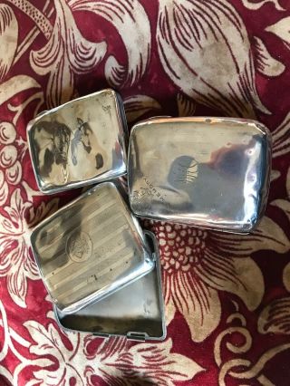 3x Antique Silver Cigarrette Cases In Need Of Repair
