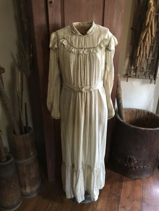 Best Early Antique Handmade Ladies Sage Green Prairie Farm Dress Textile Aafa
