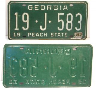 Vintage 1968 Georgia Car Tag License Plate 19 - J - 583 Houston County