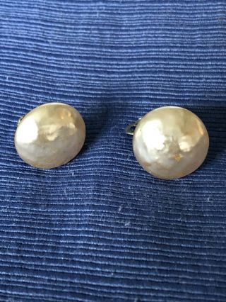 Vintage Signed Miriam Haskell Baroque Faux Pearl Clip On Earrings