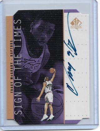 1999 Ud Sp Authentic Sign Of The Times Die - Cut Tracy Mcgrady Auto Hof Raptors