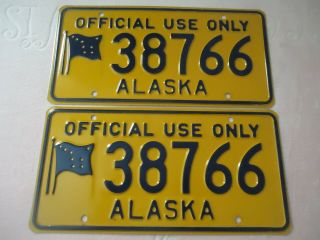 Alaska License Plate Set Of Two Official Use Only Expired 38766