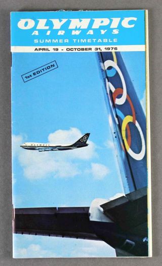 Olympic Airways Airline Timetable Summer 1976 Oa Fleet Pictures Route Map Greece