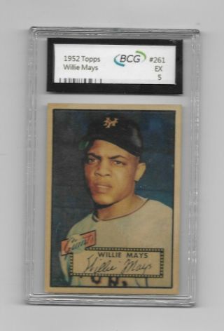 1952 Topps Willie Mays Rookie 261 Bcg Ex 5 -