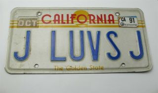 Vtg California Vanity License Plate Sunset J Luvs J