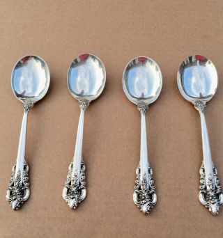 4 Wallace Grand Baroque Sterling Silver Soup Spoons L@@k