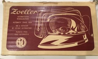 Vintage Zoeller Electric Travel Iron Made In Western Germany W Pouch Case Box