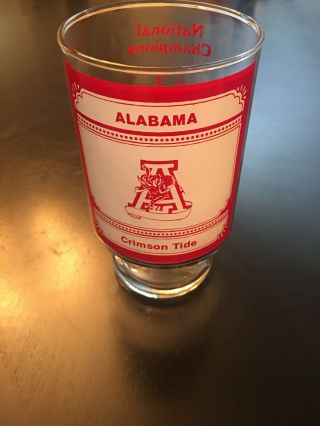 Vintage University Of Alabama National Champions Football Glass Up To 1979