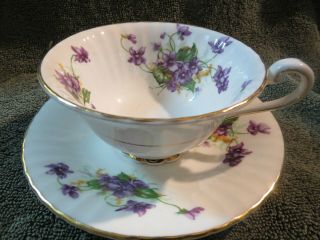 Vtg.  Paragon Violet Flower Fine Bone China Tea Cup And Saucer England