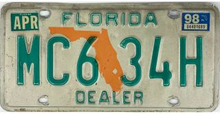 Florida 1998 Dealer License Plate W/ Paper Registration