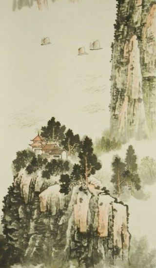 Chinese Painting Hanging Scroll 65.  4 " Picture Old Antique Landscape China Z72