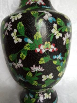 ANTIQUE CHINESE Cloisonne Vase Enamel on Bronze MANY FLOWERS 11,  5 