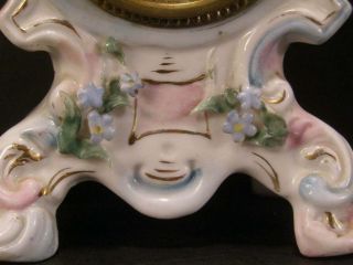 Antique 19 c Beveled Glass Shelf ANSONIA Porcelain Transfer Case Mantle Clock 8 3