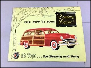 1951 Ford Country Squire Station Wagon Vintage Car Sales Brochure Folder