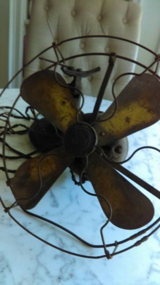 Antique Ge General Electric Whiz Brass Blade Fan - Or Restoration Cage