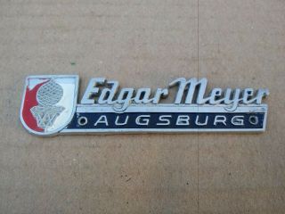 Vintage Volkswagen Vw Dealer Badge Emblem Edgar Meyer Augsburg Germany Auto Car