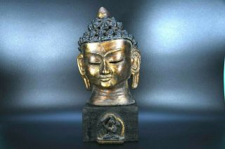 Clay Buddha Head Decor Statue Blessings Antique Tibetan Handmade Nepal