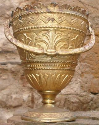 - Religieux Antique Seau à Eau Bénite Néoclassique Bronze Holy Water Pot