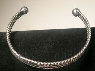 Vintage Sterling Silver 7 1/2 In.  Braided Cuff Bracelet,  Mexico