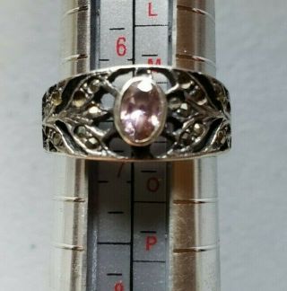 Vintage 925 Sterling Silver Filigree Amethyst Ring Size 6 1/2