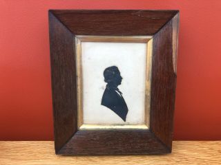 Early Victorian Silhouette Portrait Miniature Of A Gentleman In Rosewood Frame