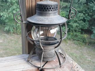 Vintage DRESSEL PRR Railroad Lantern Kerosene Oil Lamp Light Clear Globe 2