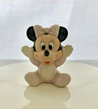 Vintage Disney Baby Minnie Mouse Porcelain Bisque Figurine Pink Made Sri Lanka