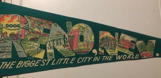 Reno Nevada The Biggest Little City In The World Travel Souvenir Pennant Vintage 2