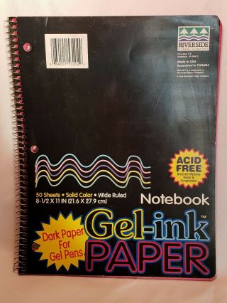 Vintage Gel Ink Notebook Paper Red Spiral Wide Rule Acid 1999 Riverside
