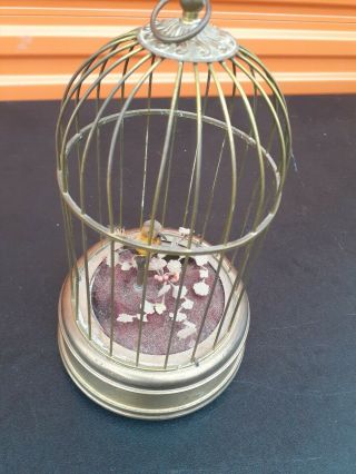 Antique Made In Germany Musical Singing Bird In Cage Automaton Music Box Wind Up