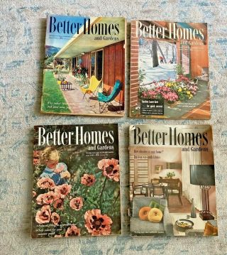 4 Vintage 1950s Better Homes & Gardens Magazines 1953 - 1954