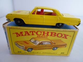 Vintage Matchbox Lesney No.  20c Chevrolet Impala Taxi 1965 Red In