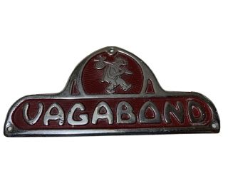 Vagabond Travel Trailer Vintage Chrome Plate Logo Emblem