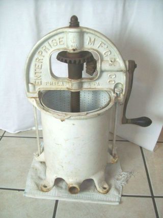 Antique Enterprise Mfg Co.  Sausage Stuffing Press / Hand Crank Fruit Press