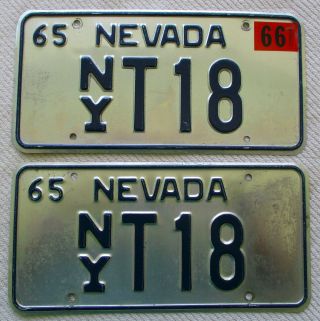 1965,  1966 Nevada Truck License Plate Pair,  Nye County 18