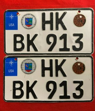Vintage Us Military License Plate Pair For Us Forces Servicemen In Germany