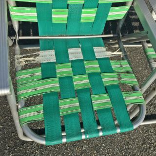 Pair Vintage Aluminum Folding Lawn/Patio Chairs,  metal arms,  need webbing 3