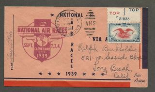 1939 National Air Races - Cleveland - Tony Le Vier Signed Cover Stk 116
