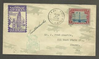 1929 National Air Races Cover - Cleveland - Frank M.  Hawks Signed Cover Stk 124