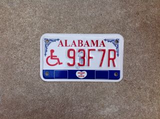 Alabama - " Handicapped / Disabled " - Motorcycle License Plate