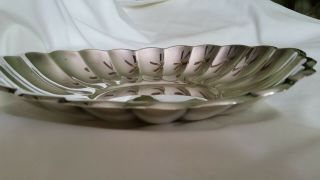 Vintage Scalloped Reed & Barton 10.  5 X 8.  5 Silverplate Oval Serving Dish 2