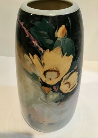 Weller Art Antique Art Pottery Eocean 9.  5” Vase Yellow Floral Decor