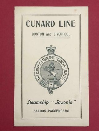 Cunard Line R.  M.  S.  " Saxonia " Saloon Passenger List July 14th 1900.