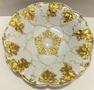 Antique Meissen Porcelain Plate Charger Centerpiece Bowl Gold Gilt 11 " X 2 " 1800s