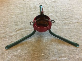 Vintage Red Green Christmas Tree Stand Metal 24430