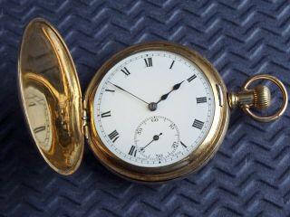 1920s Swiss 15 Jewel R Gold Full Hunter Gents Pocket Watch.  Antique