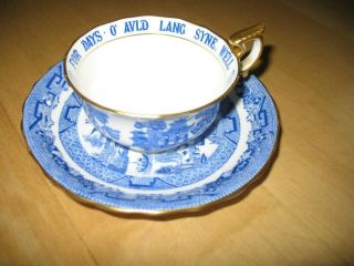 Antique Blue Willow - Spode Copeland - Tiffany - Auld Lang Syne - Cup And Saucer