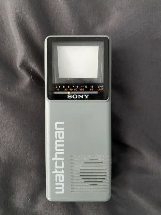 Sony Watchman Tv Fd - 10a Handheld Portable Vhf Uhf Television Vintage 1986