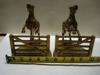 Vintage Horse with Fence Bookends. 3